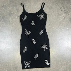 Butterfly Bedazzled Black Mini Dress